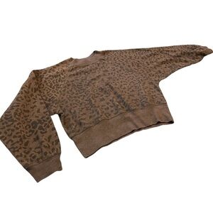 Ocean Drive Women's Crewneck Oversized Hacci Sweatshirt Cheetah Print Size Large